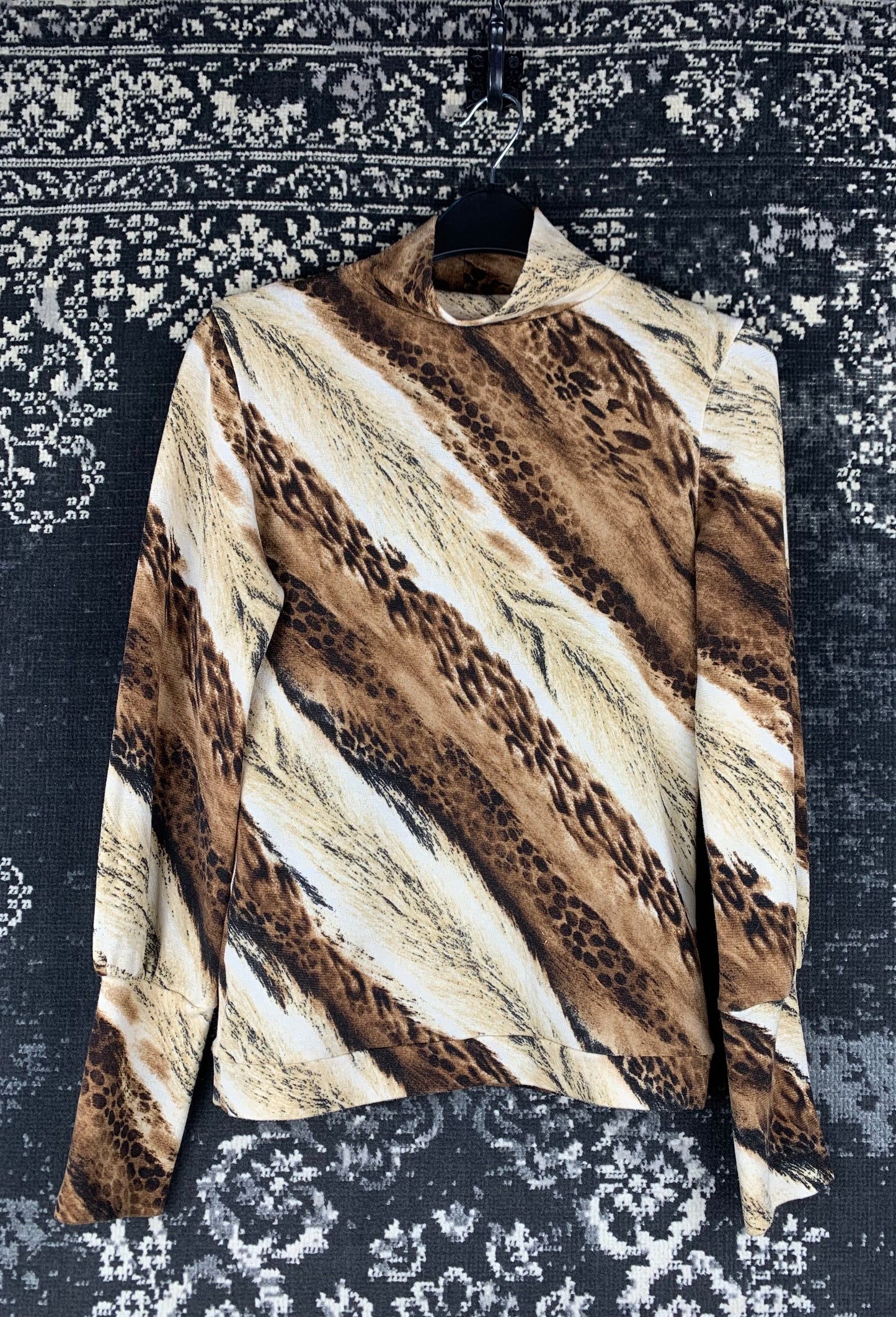 Women's Vintage Y2K Brown Cheetah Print High Neck Top