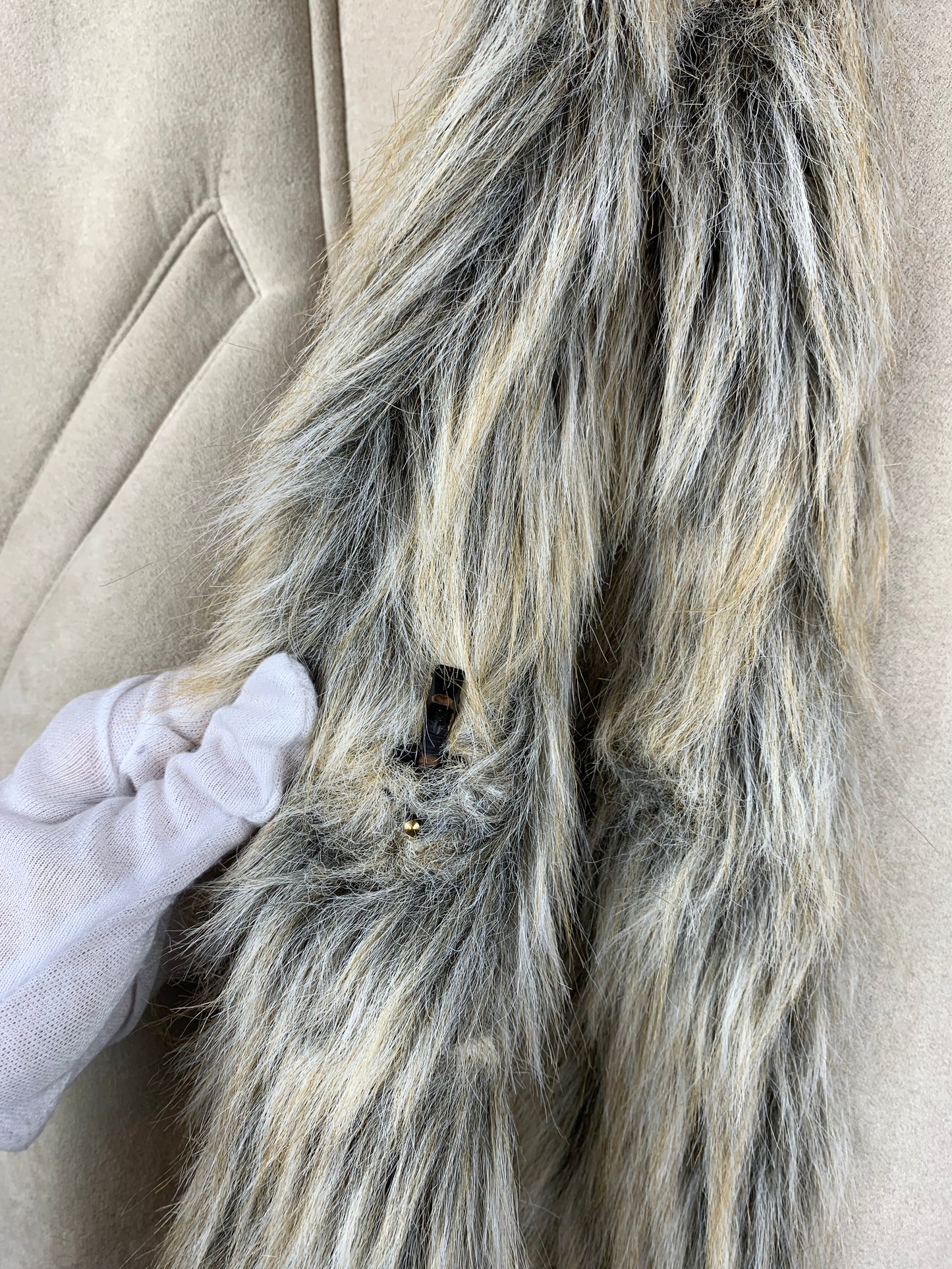 Women's Vintage Beige Faux Shearling Coat