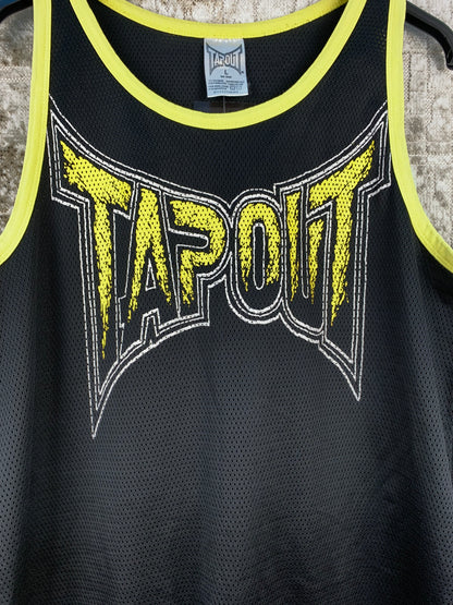 Mens Vintage Black and Yellow Graphic Tapout Tank