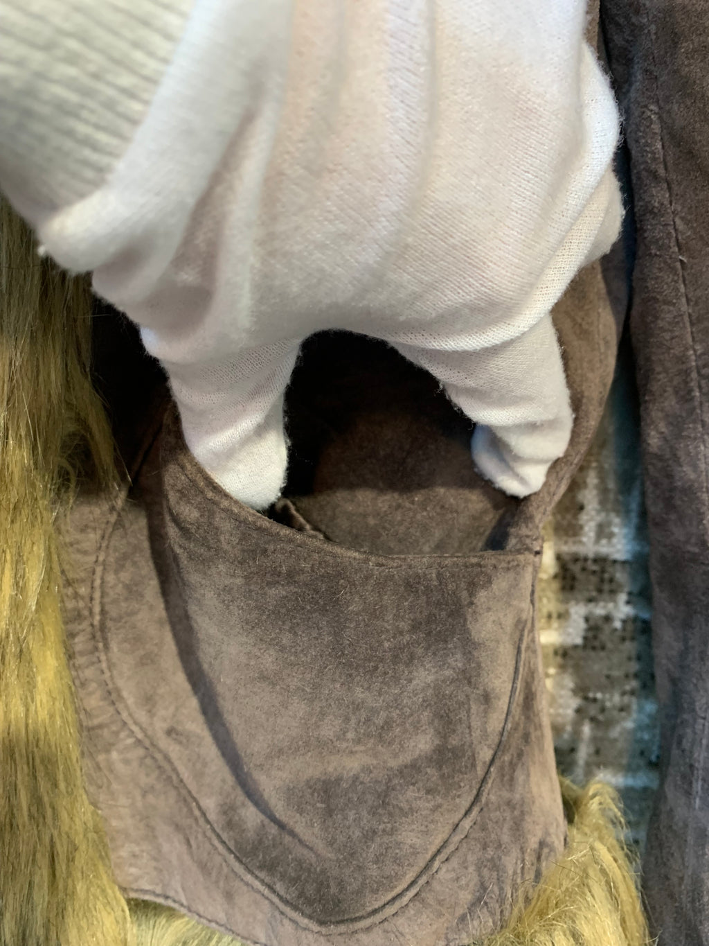 Vero Moda Y2K Faux Fur Trim Suede Jacket