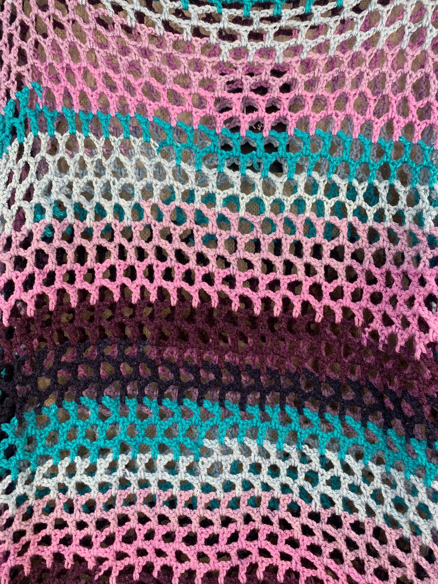 Women's Purple Blue Web Knit Long Sleeve Sweater