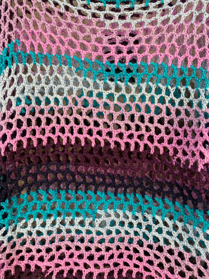 Women's Purple Blue Web Knit Long Sleeve Sweater