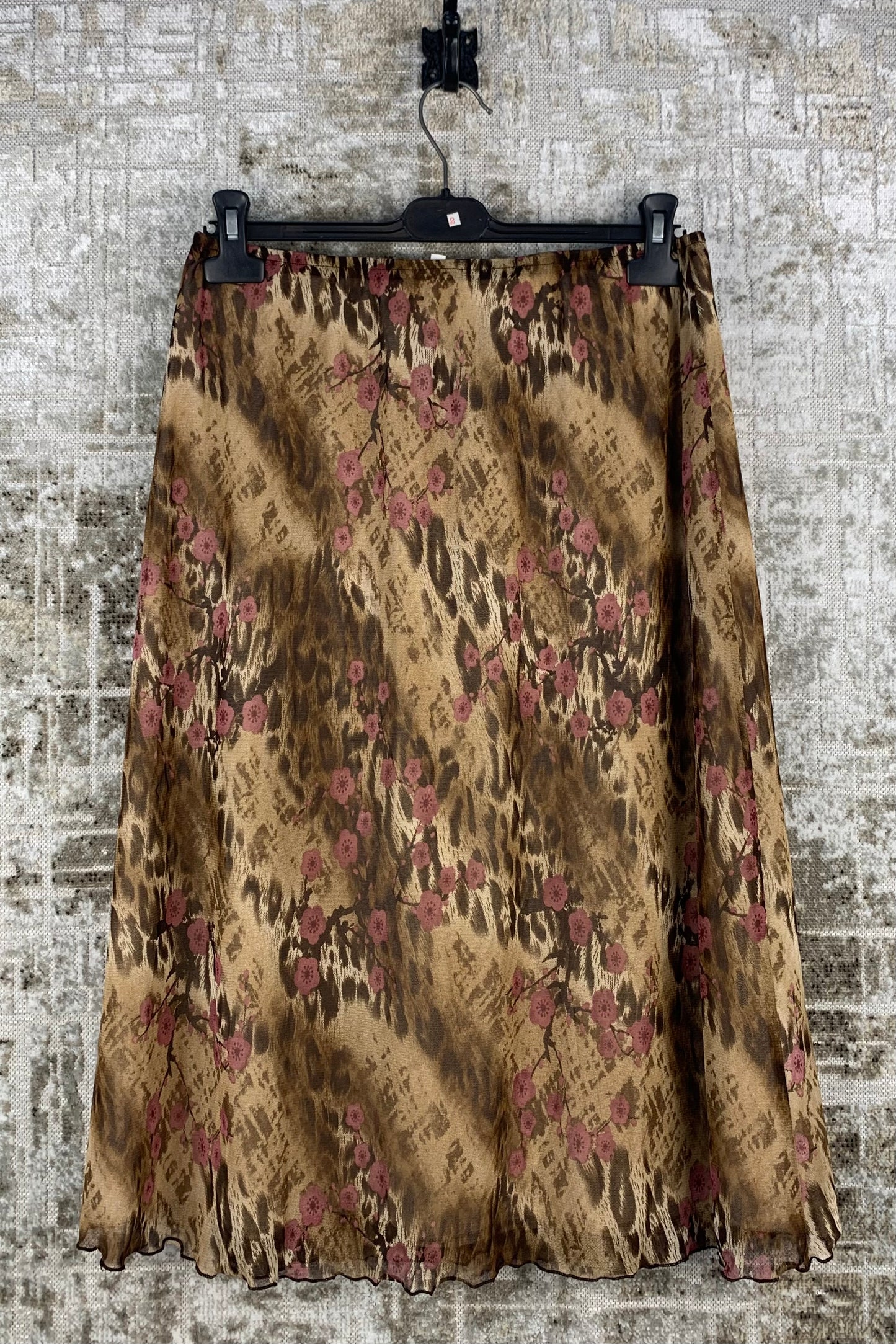 Women's Vintage Patterned Mesh Long Skirt