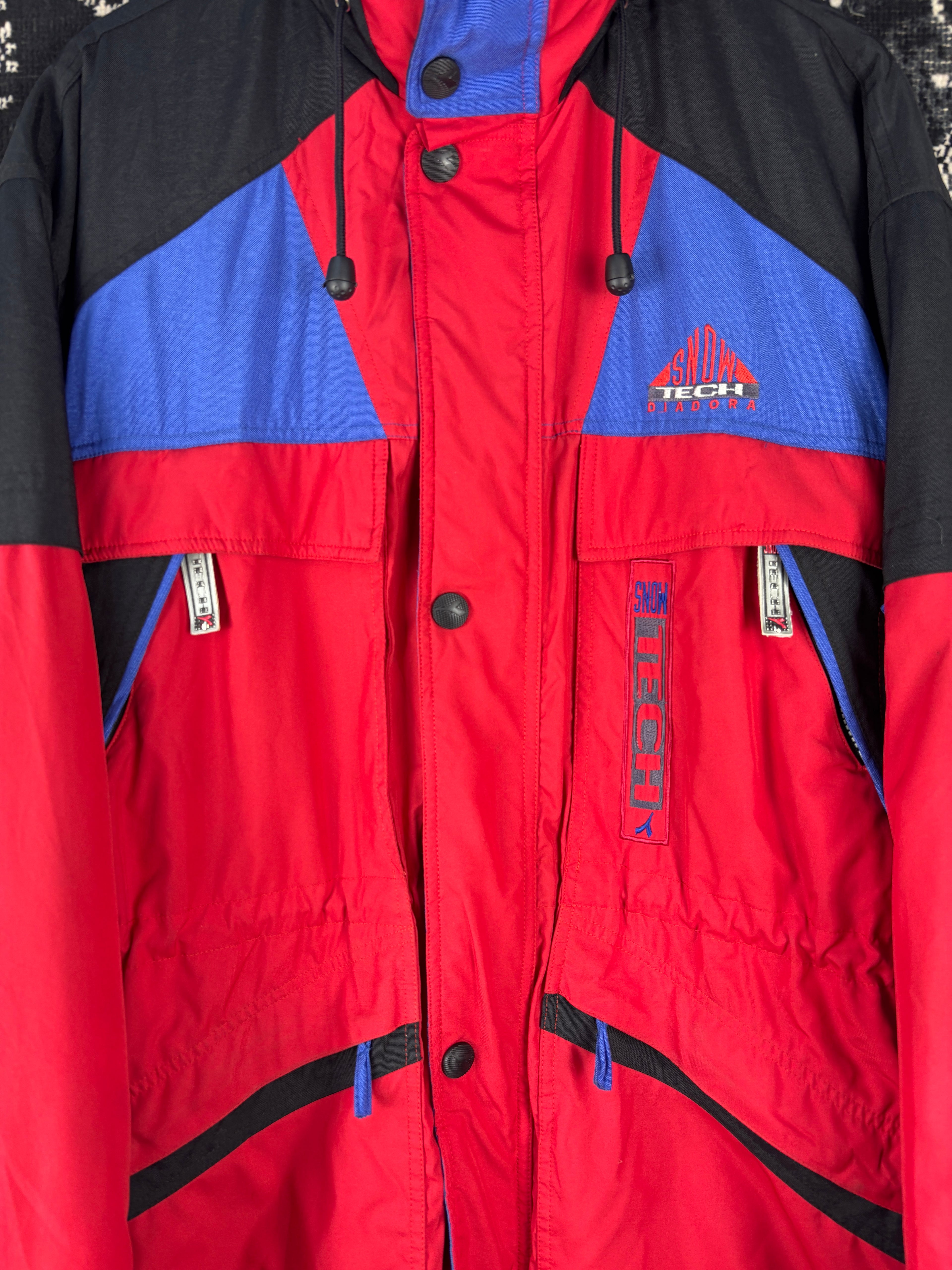 Men's Vintage Diadora Ski Jacket in Red Blue Black