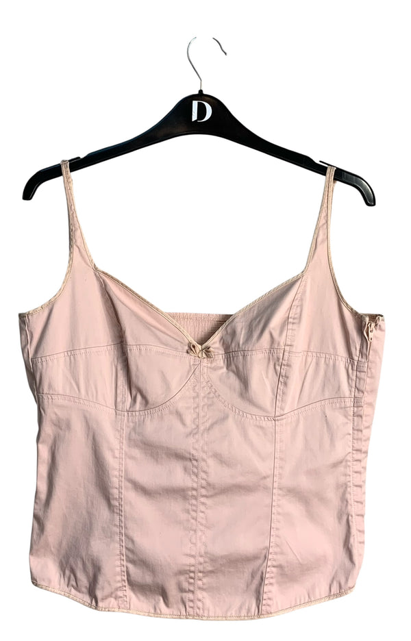 Vintage Light Pink Corset-Style Cami Top