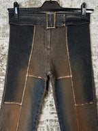 Y2K Belted Panelled Flare Jeans