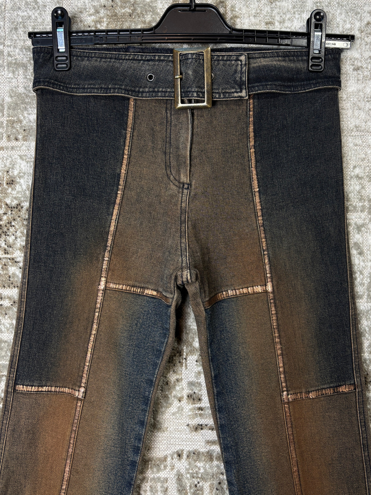 Y2K Belted Panelled Flare Jeans