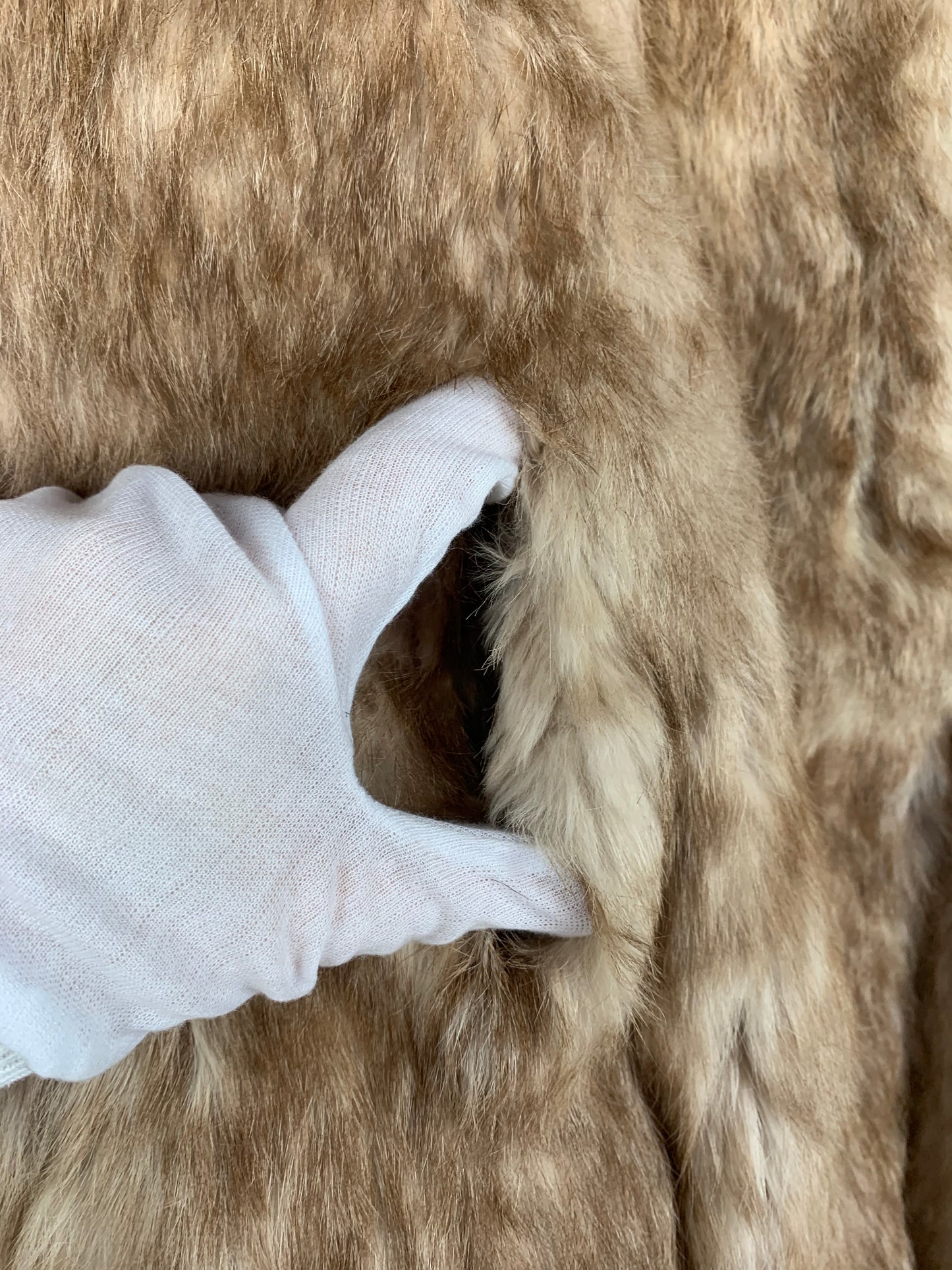 Women's Vintage Beige Genuine Rabbit Fur Coat