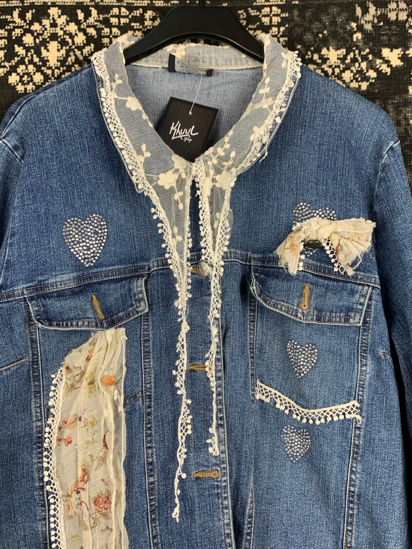 Demin&Co Blue Jean Jacket with Lace Details