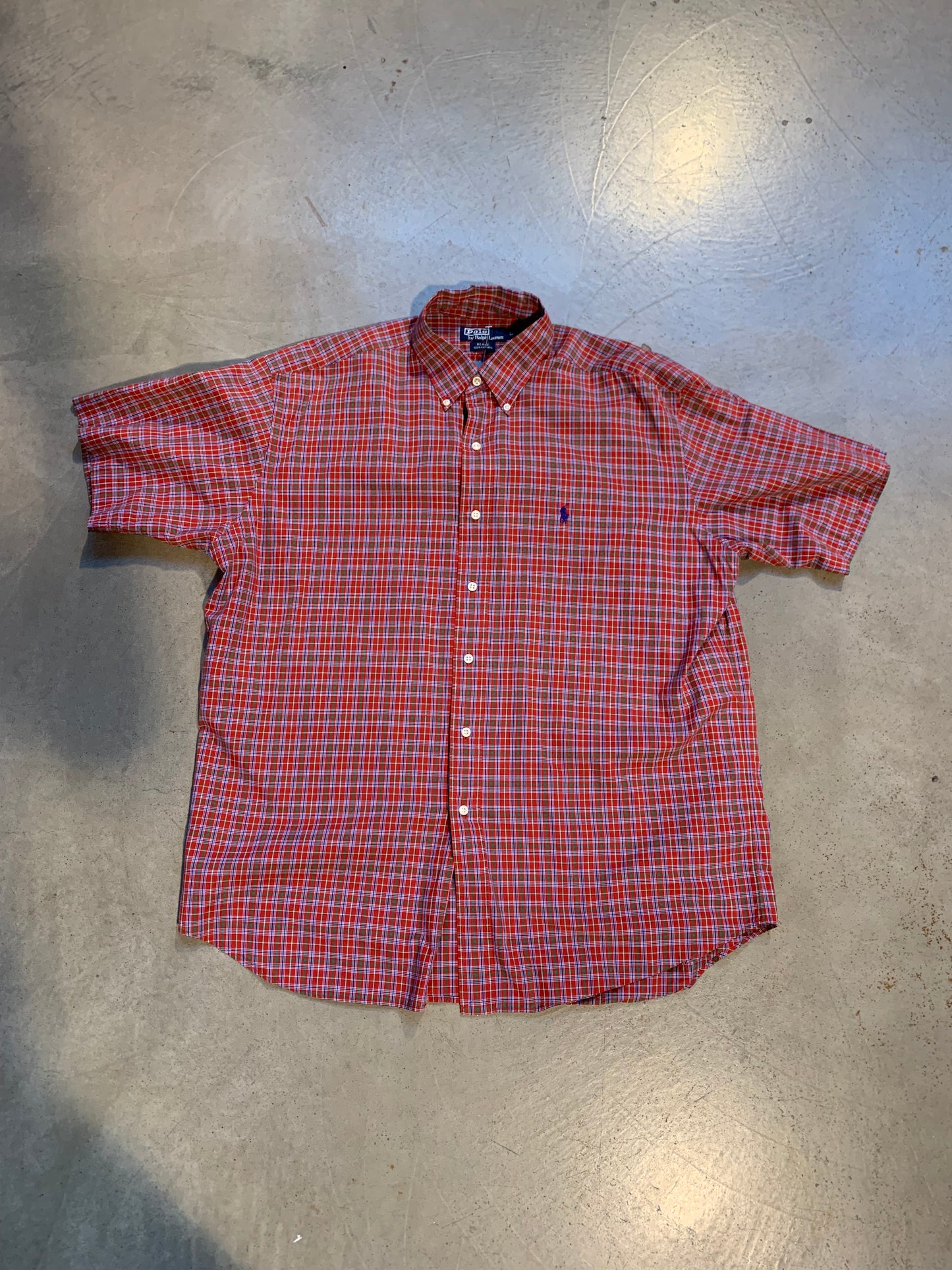 Polo by Ralph Lauren Red Plaid Short Sleeve Button-Up Shirt