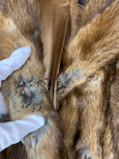 Women's Vintage Brown Genuine Muskrat Long Fur Coat