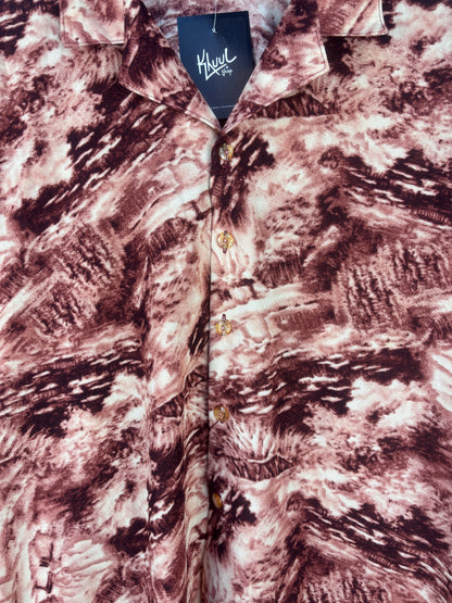 Mens Vintage TangTang Abstract Pattern Button Up Shirt