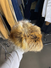 Vintage Elegant Real Fox Fur Winter Hat in Light Brown - 59 cm Comfort Fit