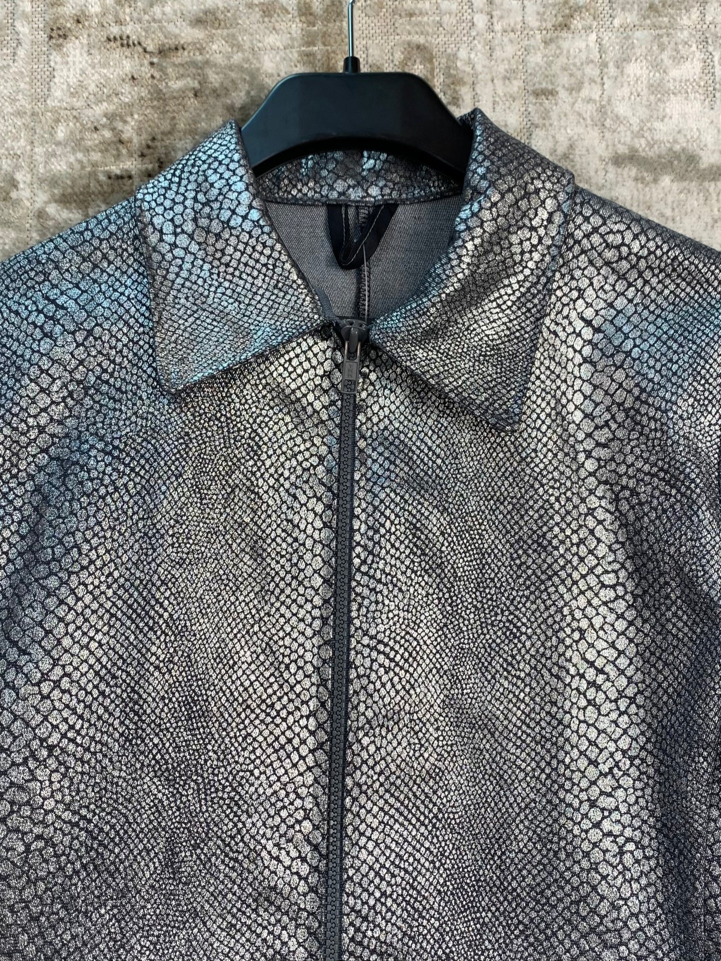 Womens Vintage Silver Metallic Snakeskin Jacket