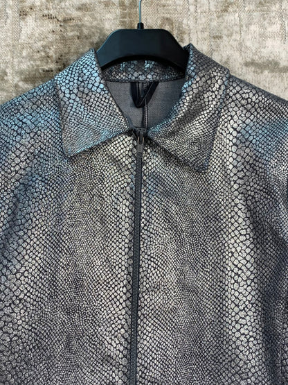 Womens Vintage Silver Metallic Snakeskin Jacket