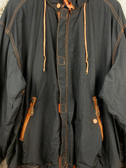 PEPE CO Mens Black Orange Windbreaker Jacket