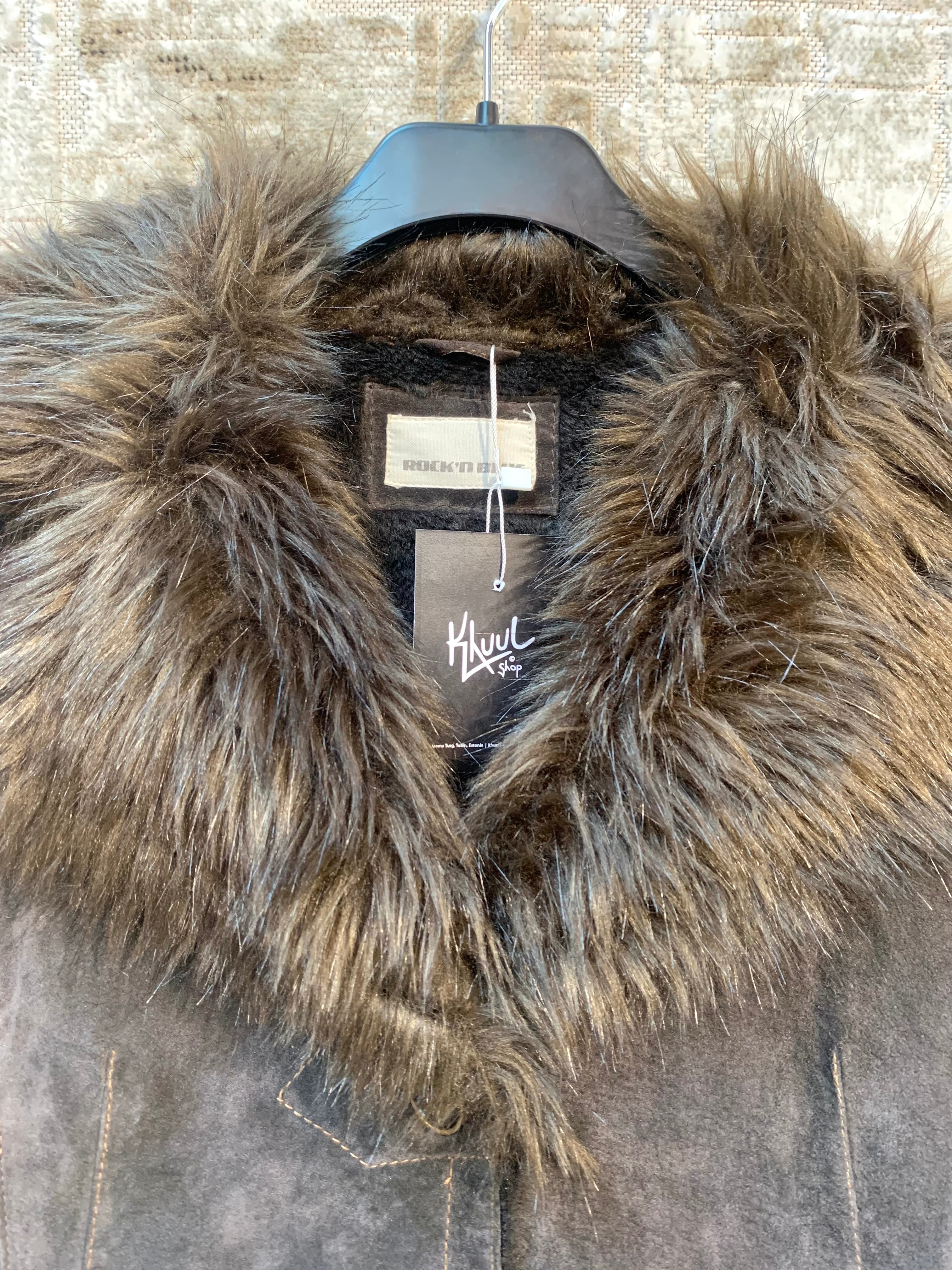 Rock'n Blue Faux Fur Trimmed Suede Coat