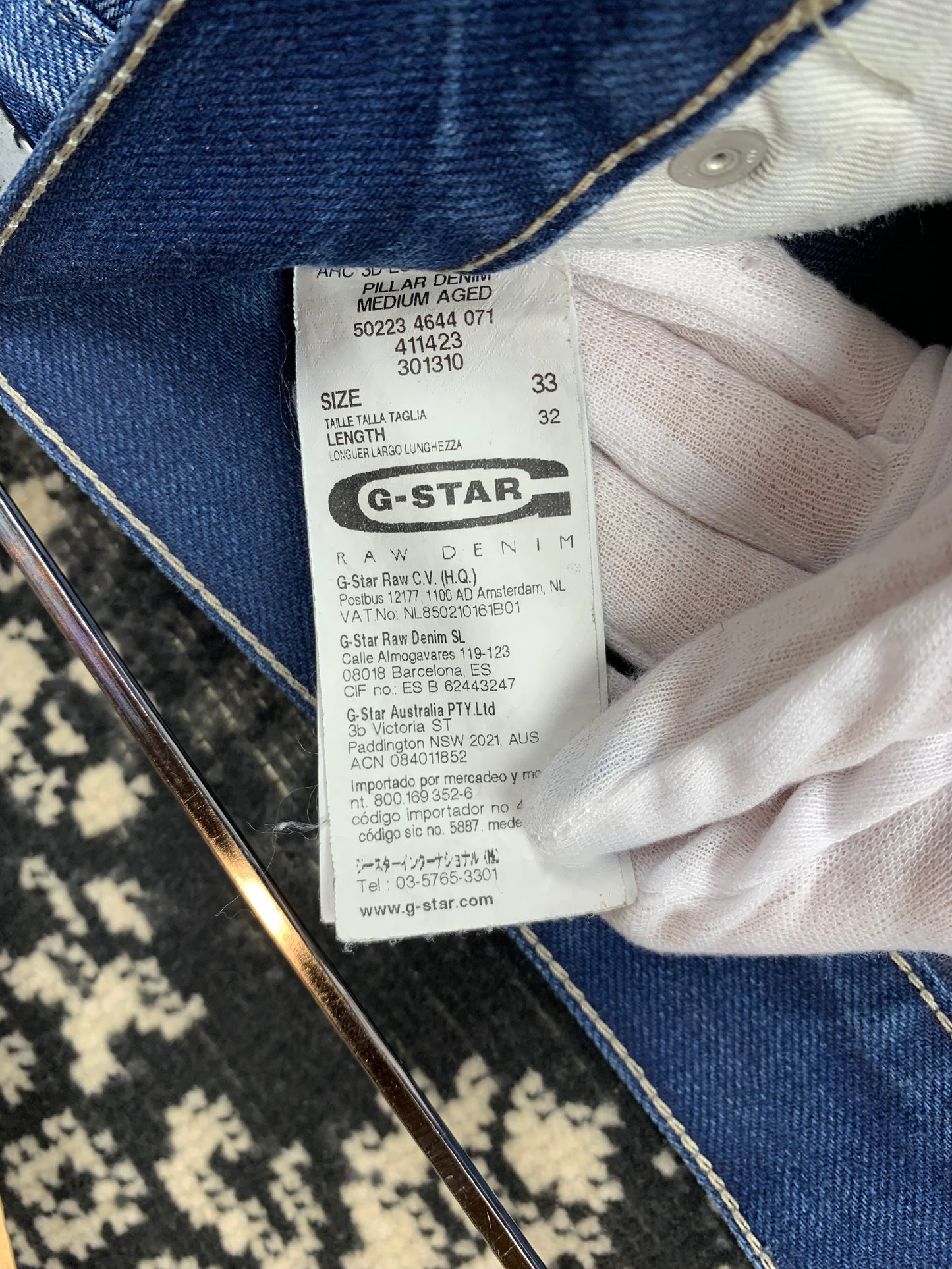 Men's Y2K G STAR RAW Blue Distressed Acid Wash Jeans