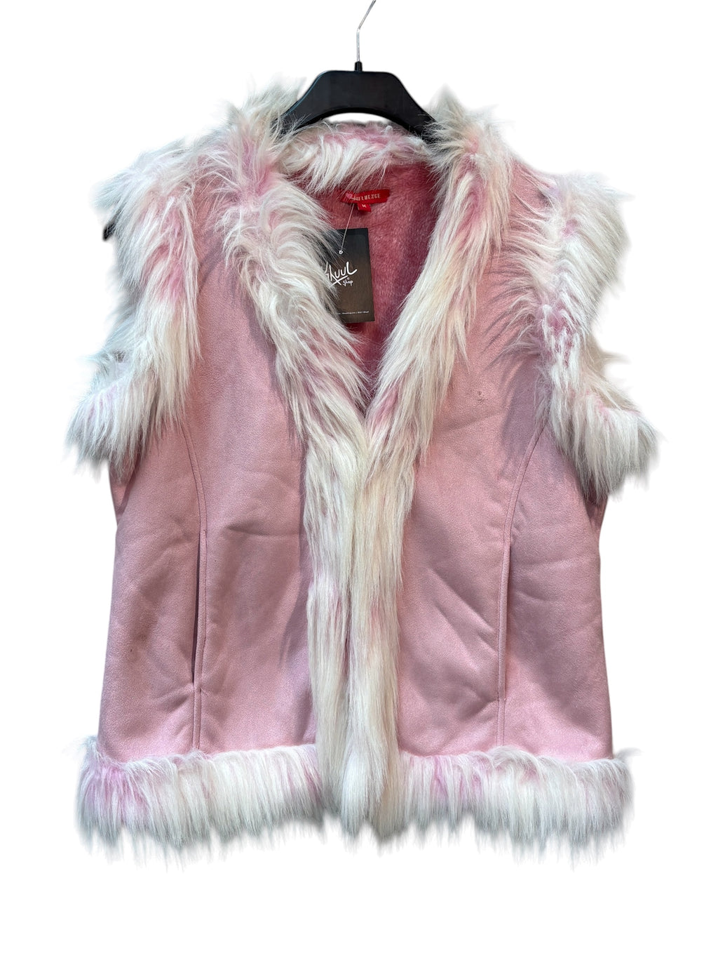 Influence Y2K Pink Faux Fur Trim Vest