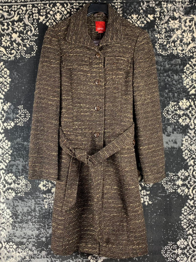 Women's Vintage Espirit Brown Wool Coat