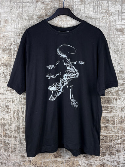 Men's Vintage Dinosaur Skeleton Graphic Black T-Shirt