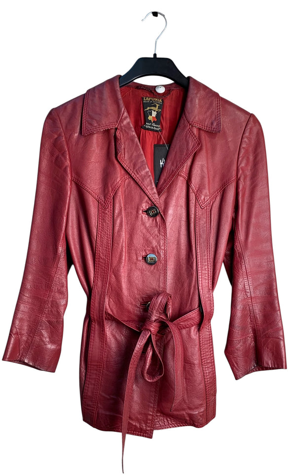 Laponia Red Leather Belted Jacket