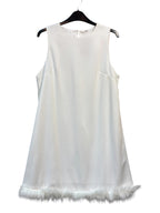 Feather-Trim Sleeveless Shift Dress