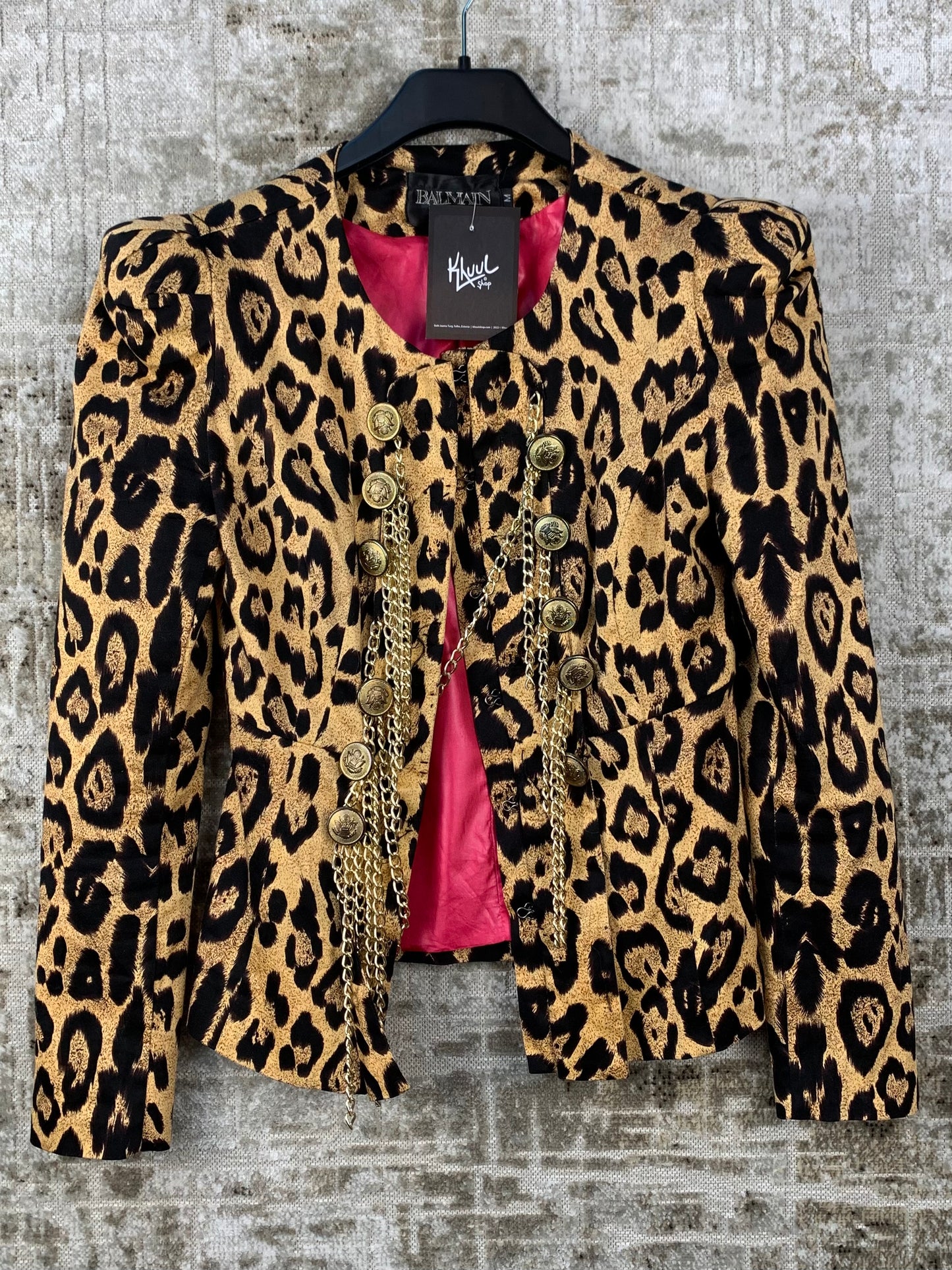 Womens Balmain Paris Leopard Print Blazer