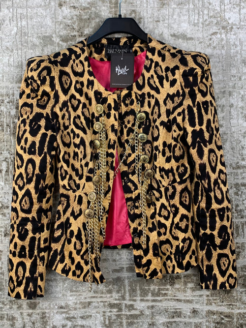 Womens Balmain Paris Leopard Print Blazer