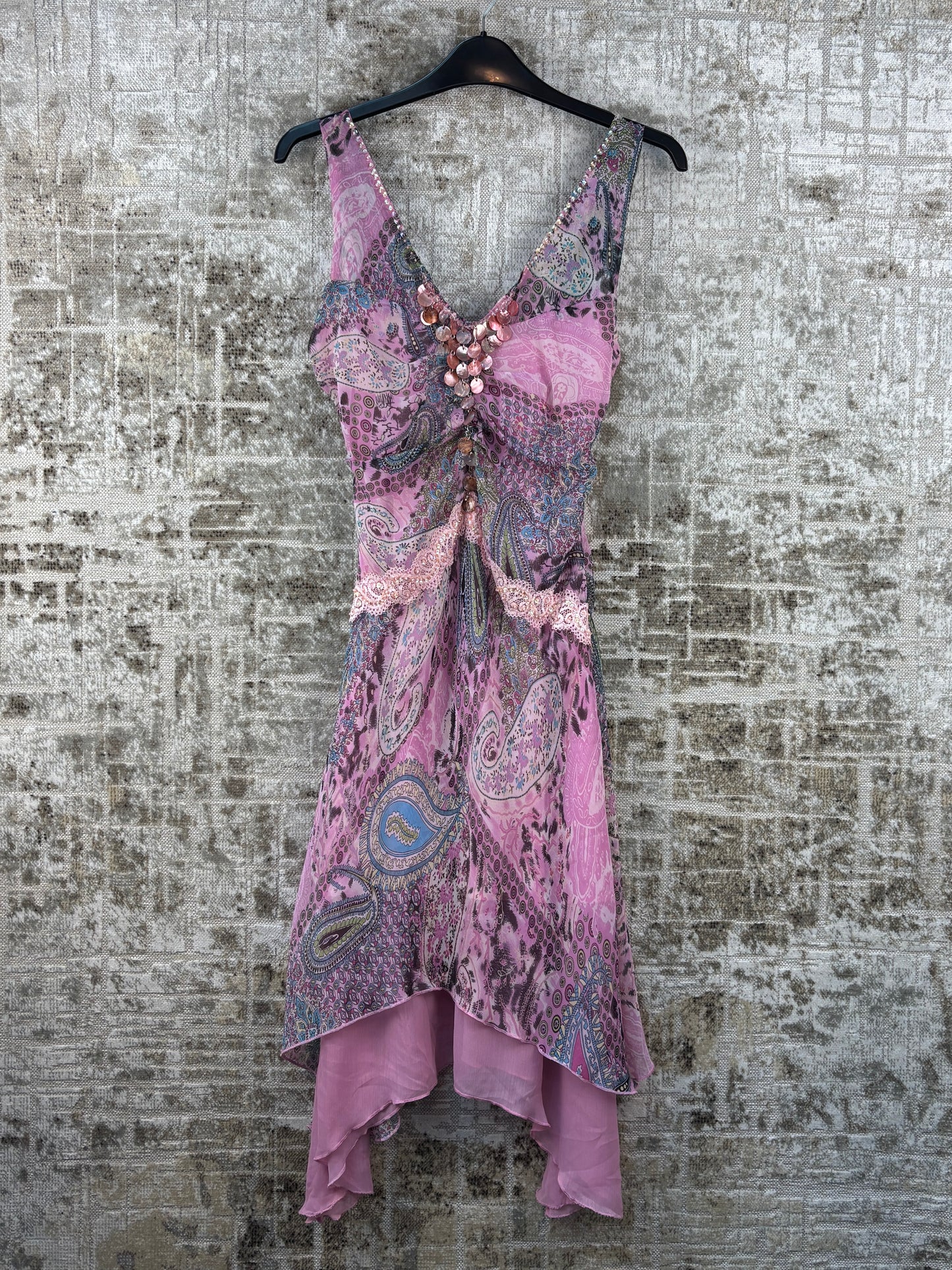Women's Y2K Pastel Toned Beaded Viscose Dress