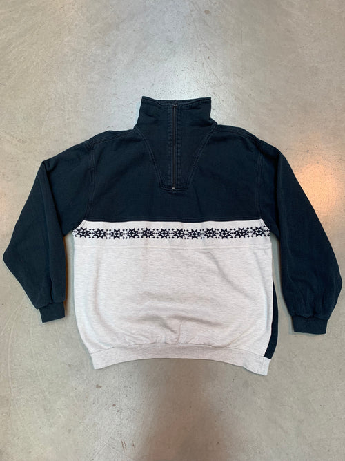 Vintage Half-Zip Sweatshirt – Black & Grey