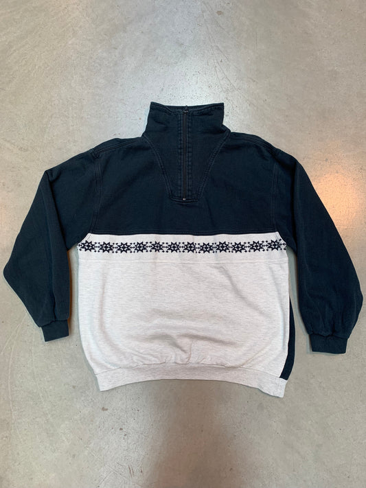 Vintage Half-Zip Sweatshirt – Black & Grey