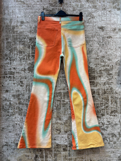 Jaded London Swirl Print Flare Jeans