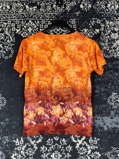 Vintage Women's Orange Floral Gradient Top