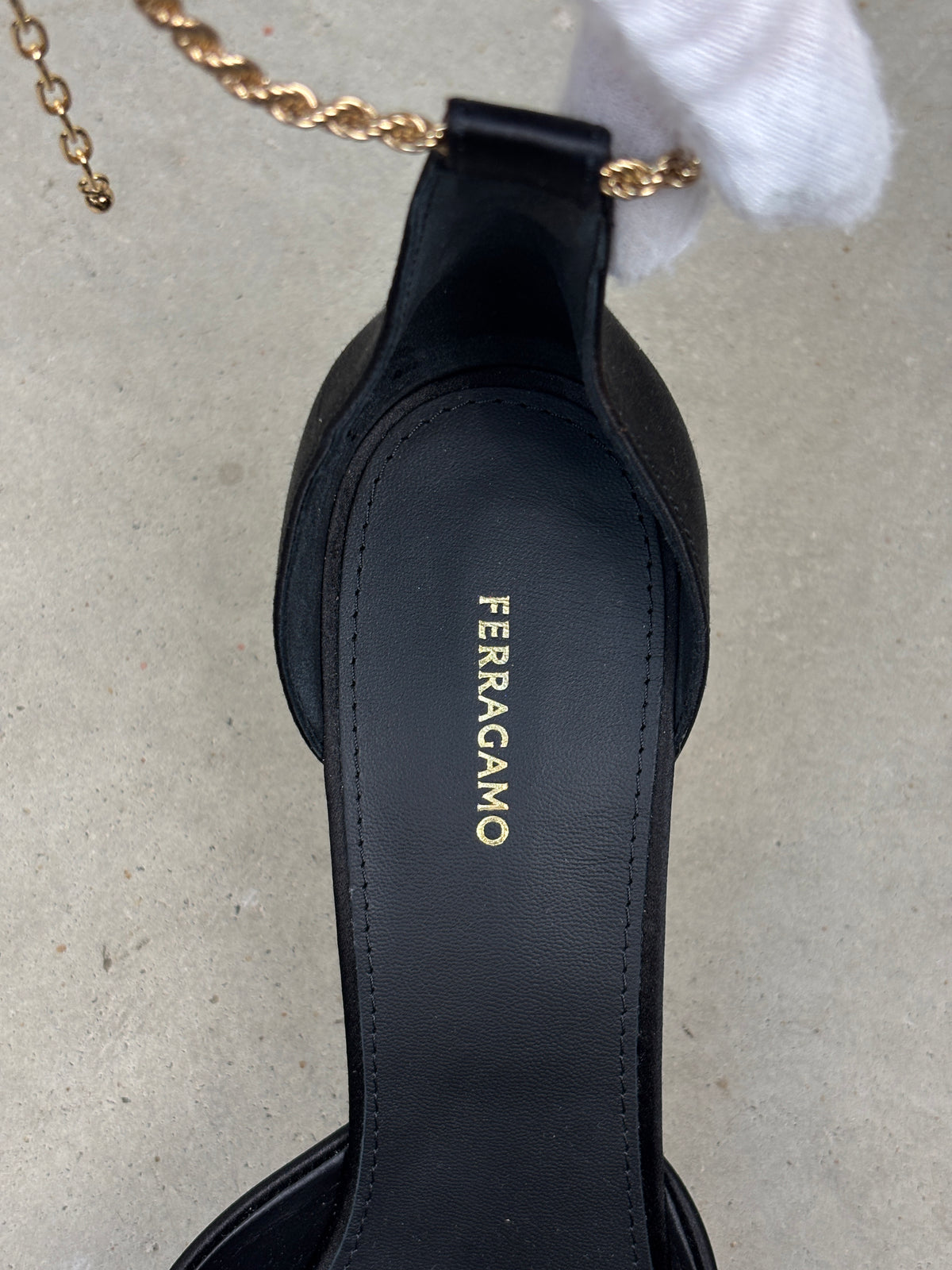 Ferragamo Dana Black Satin Pumps