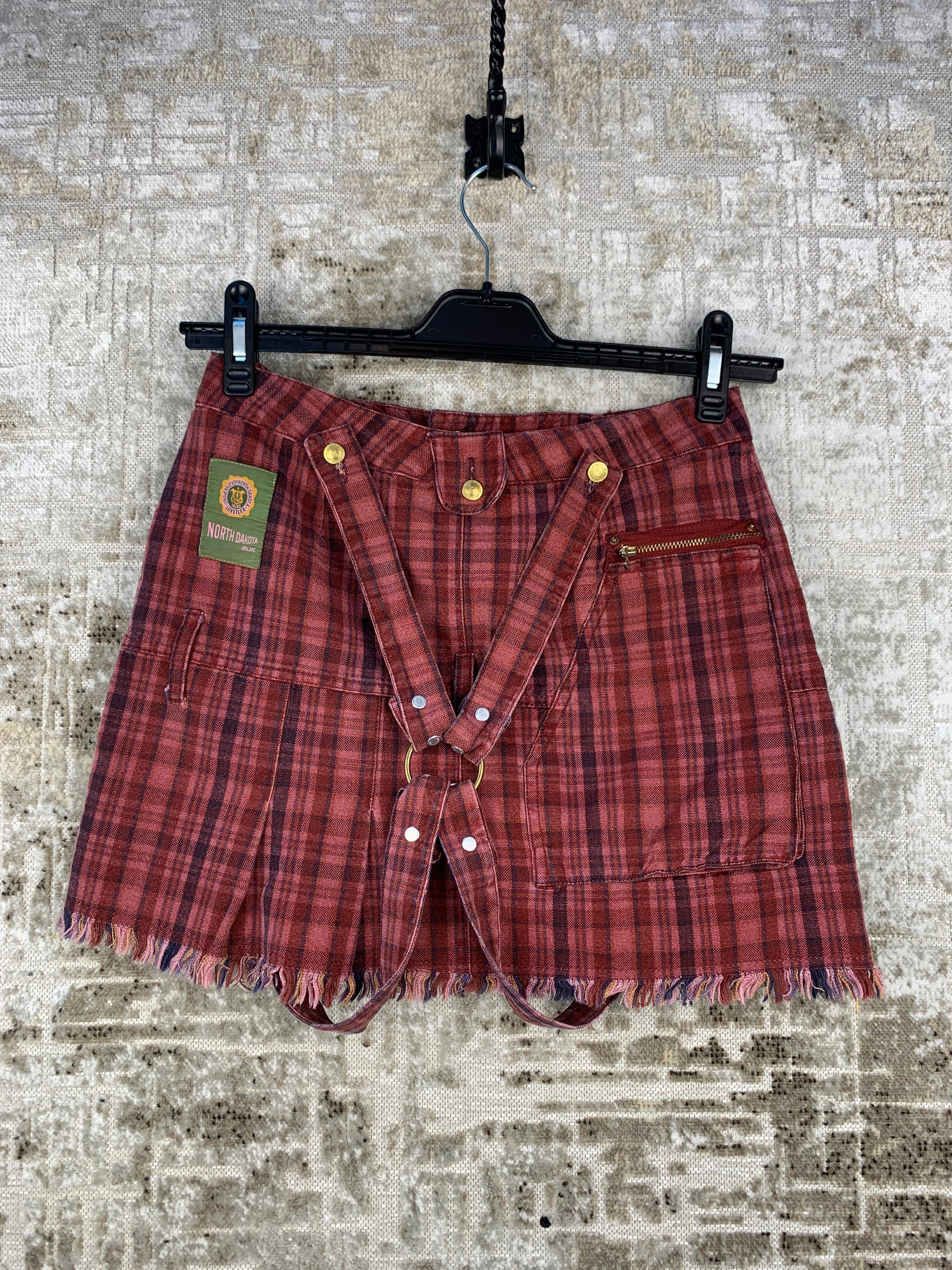 Womens Vintage Checkered Mini Skirt