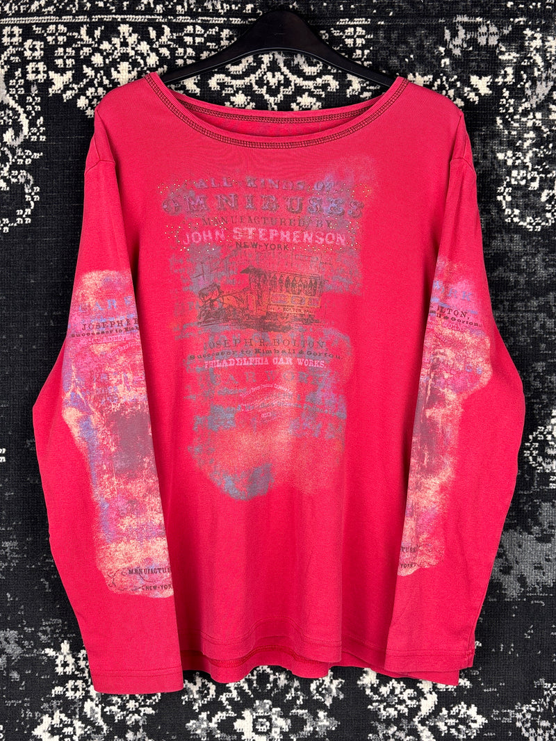Women's Y2K Red Longsleeve Top with Beaded Detail