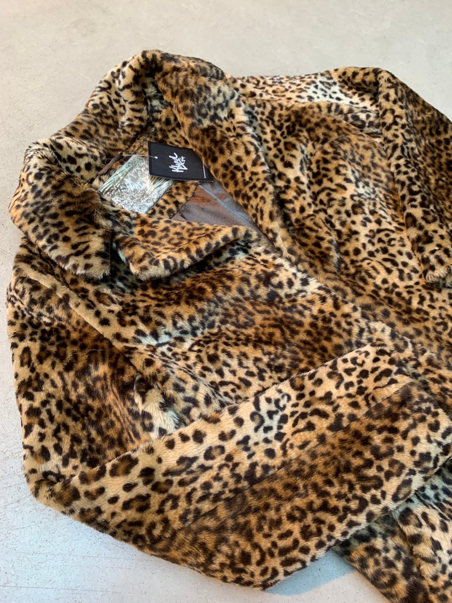 Womens Y2K Leopard Print Fur Jacket