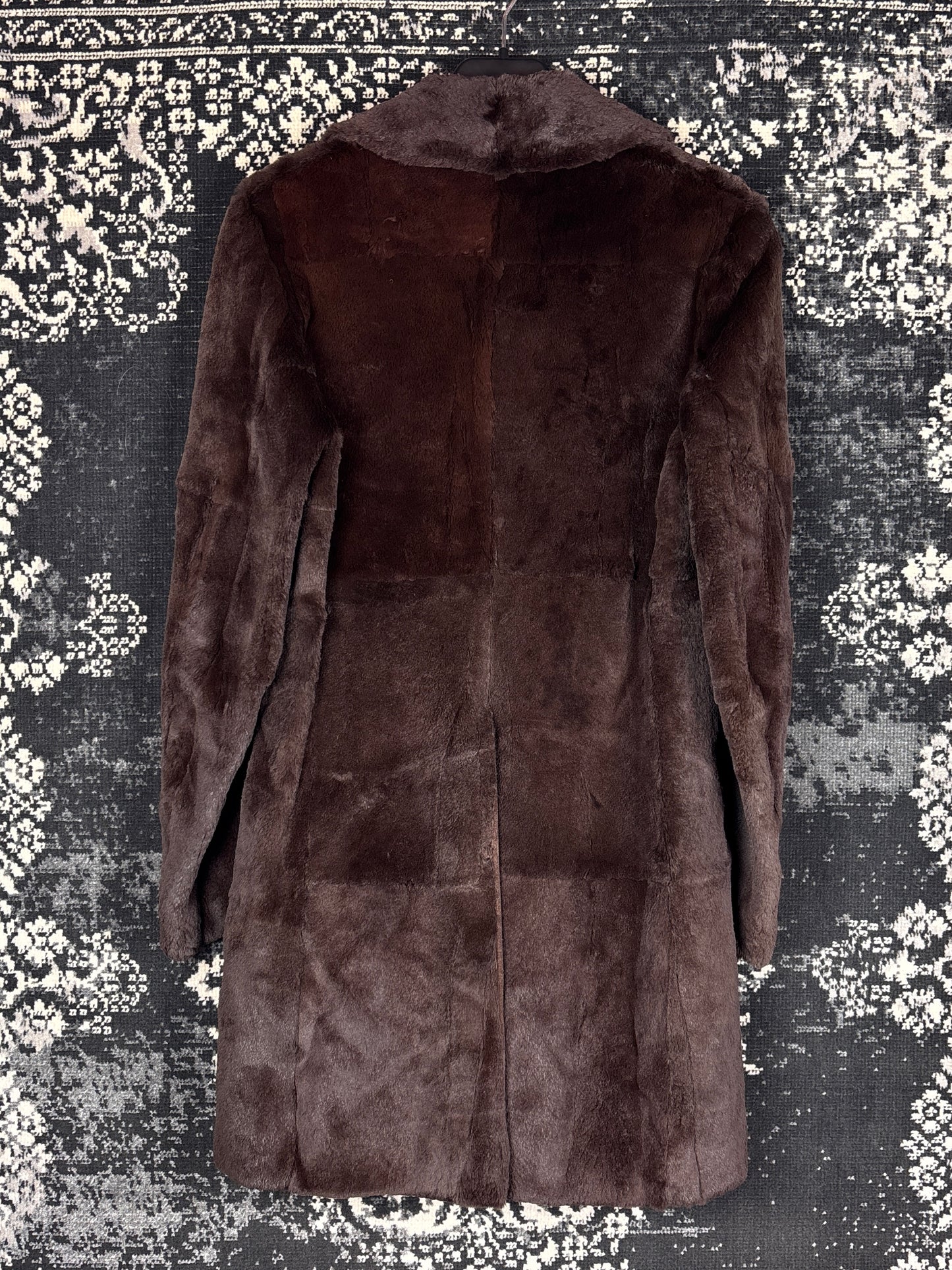 Women's Vintage Dark Brown Buttoned Genuine Sheared Mink Fur Coat