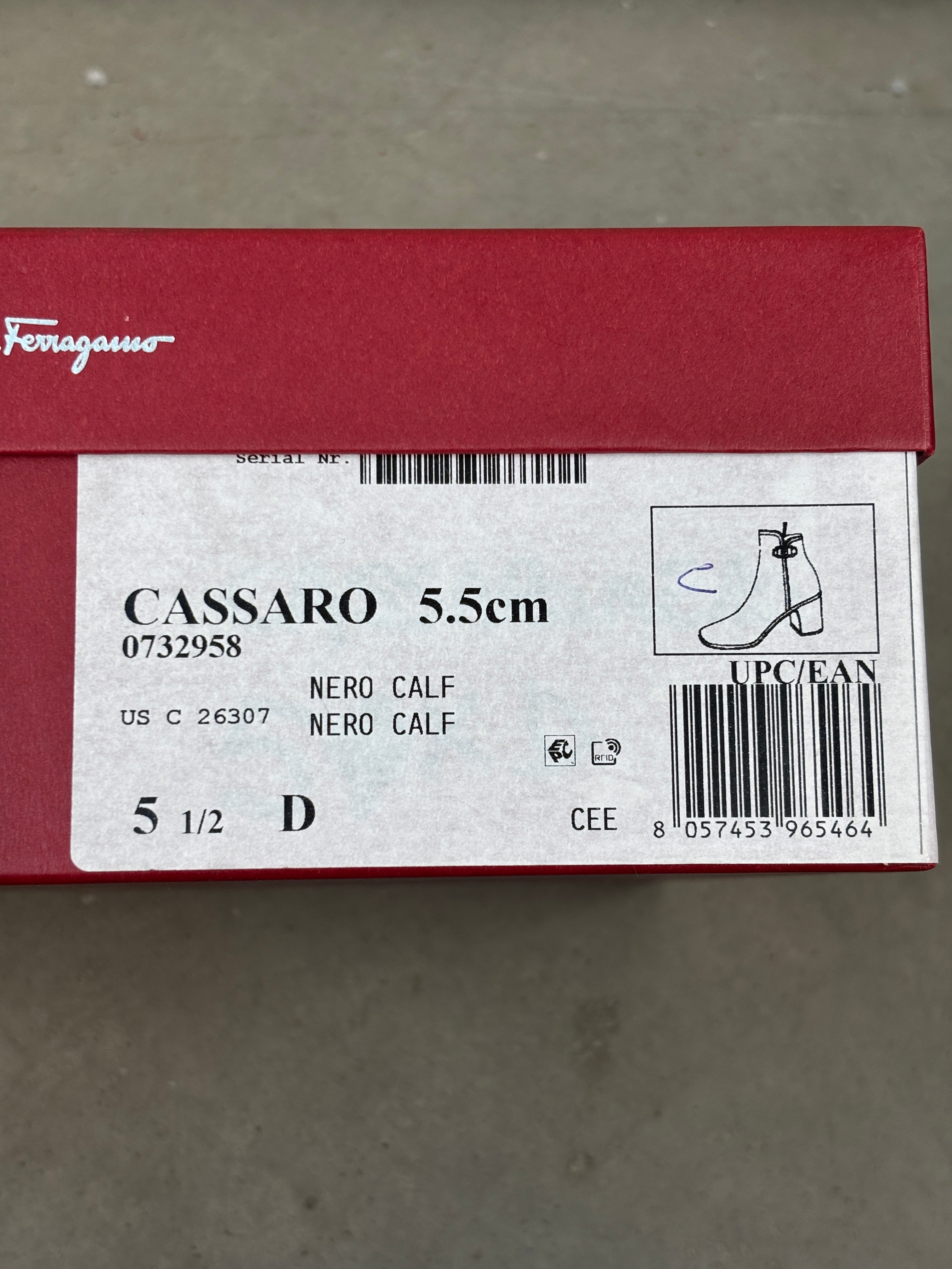Ferragamo Cassaro Black Leather Ankle Boots