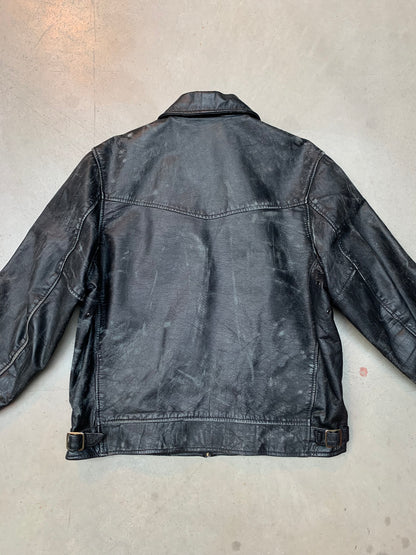 Vintage Wornout Black Gray Leather Jacket