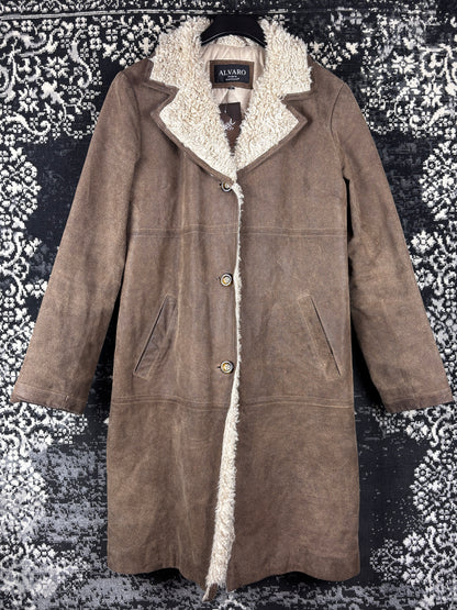 Women's Y2K Vintage Cocoa Brown Long Suede Coat