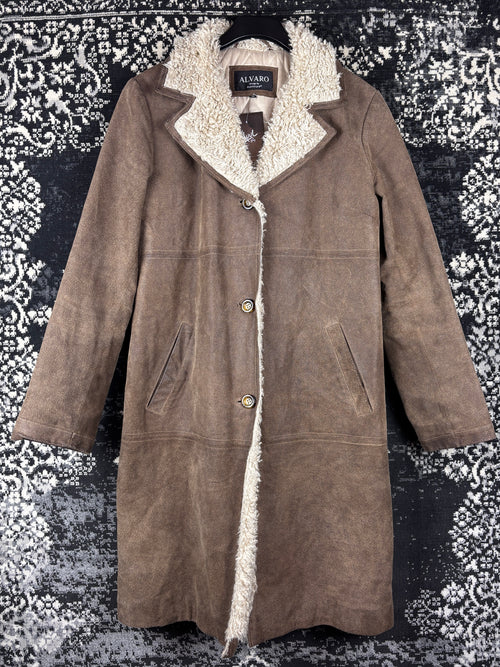 Women's Y2K Vintage Cocoa Brown Long Suede Coat