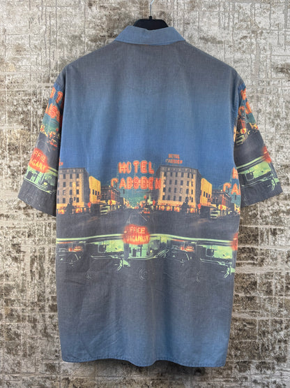 Mens Vintage Graphic Button Up Shirt