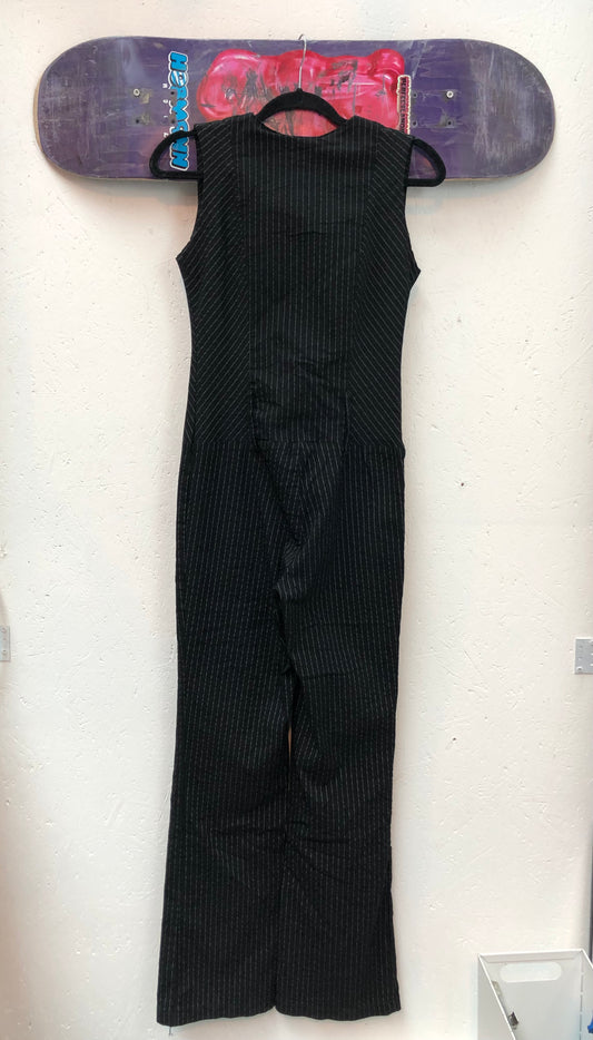 Womens M Black Pinstripe Jumpsuit
