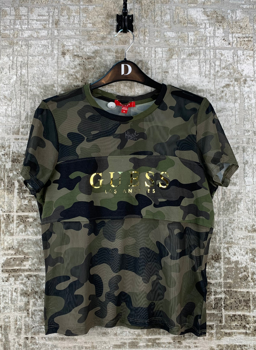 Womens Y2K Guess Camo Mesh Top
