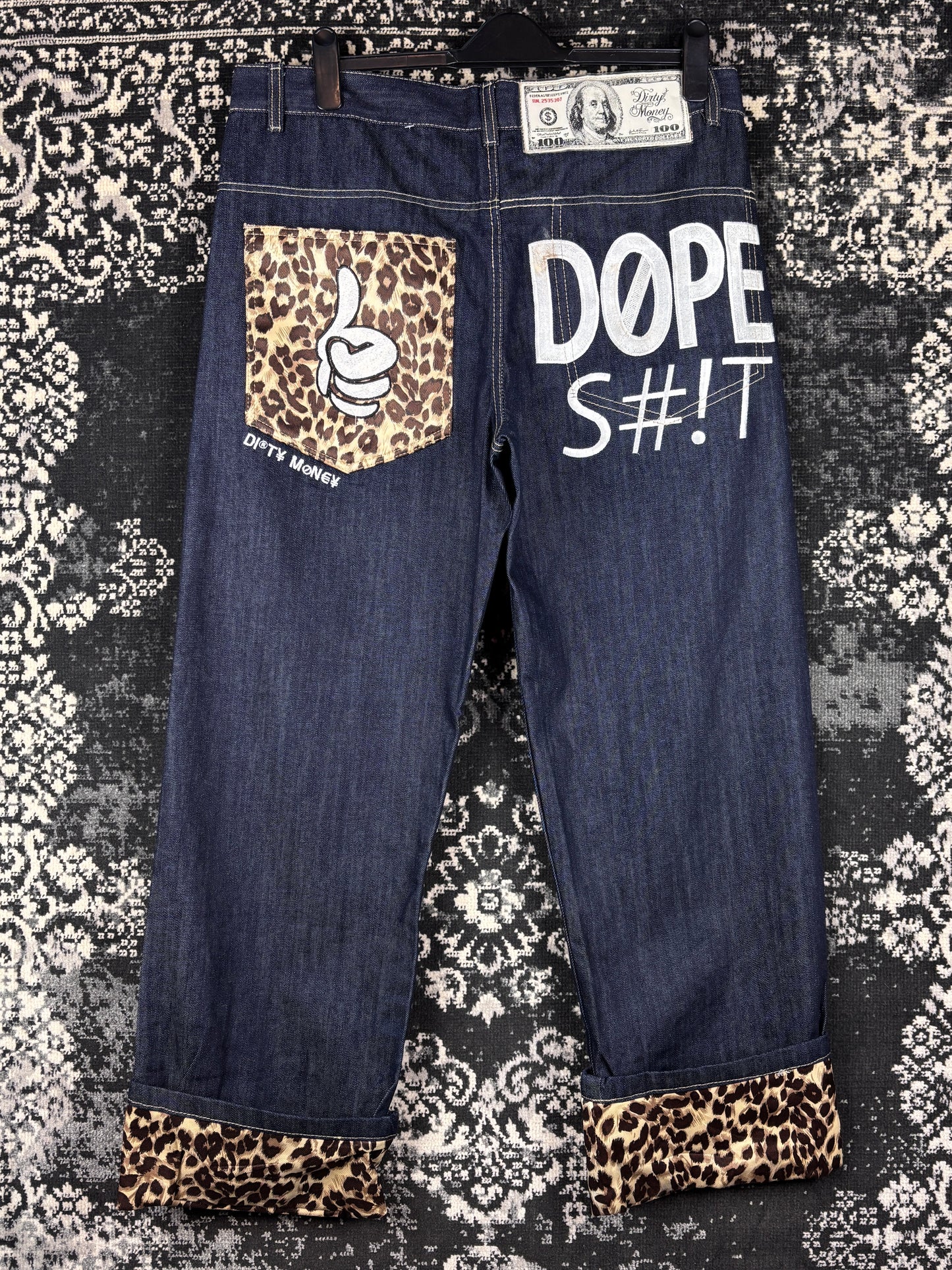 Mens Y2K Vintage Dirty Money Jeans