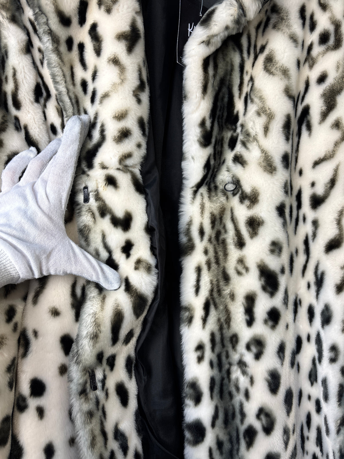 Tissavel Snow Leopard Faux Fur Coat