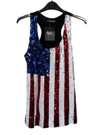 Maner American Flag Sequin Tank Top
