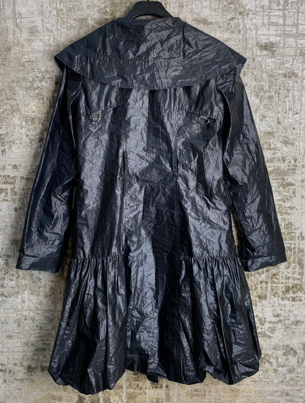 Metallic Shine Hooded Bubble Hem Coat